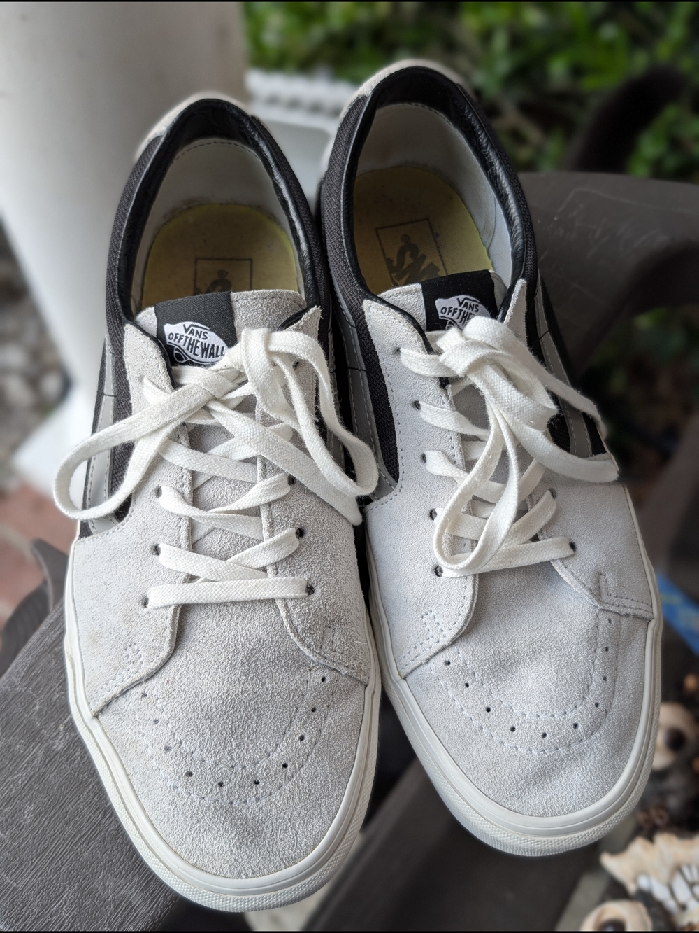 Vans Men’s Light Gray and Black Suede Low-Top Sneakers